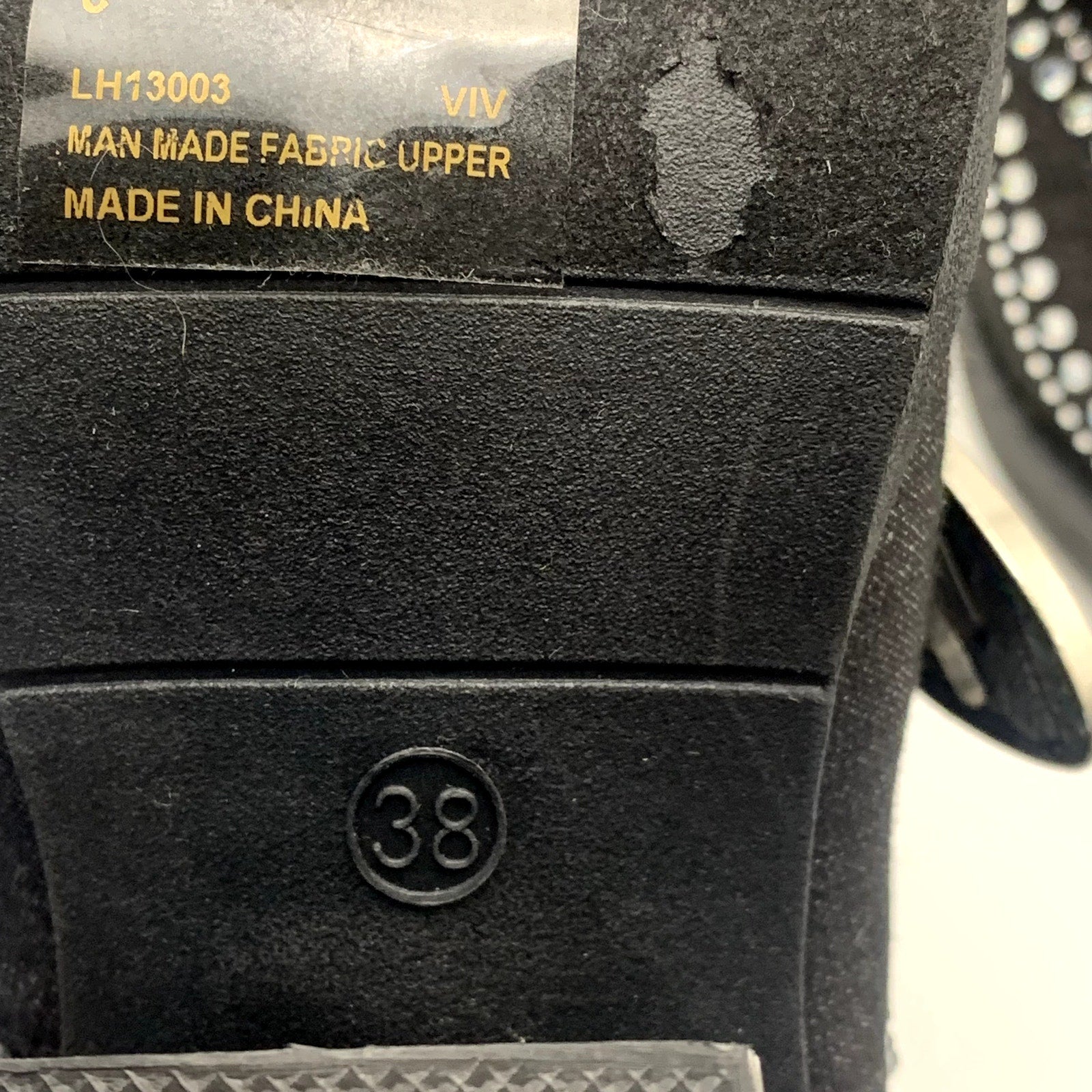 CAPE ROBBIN Women's Black Viv Rhinestone Denim Buckle Pointed-Toe Heels SZ 8