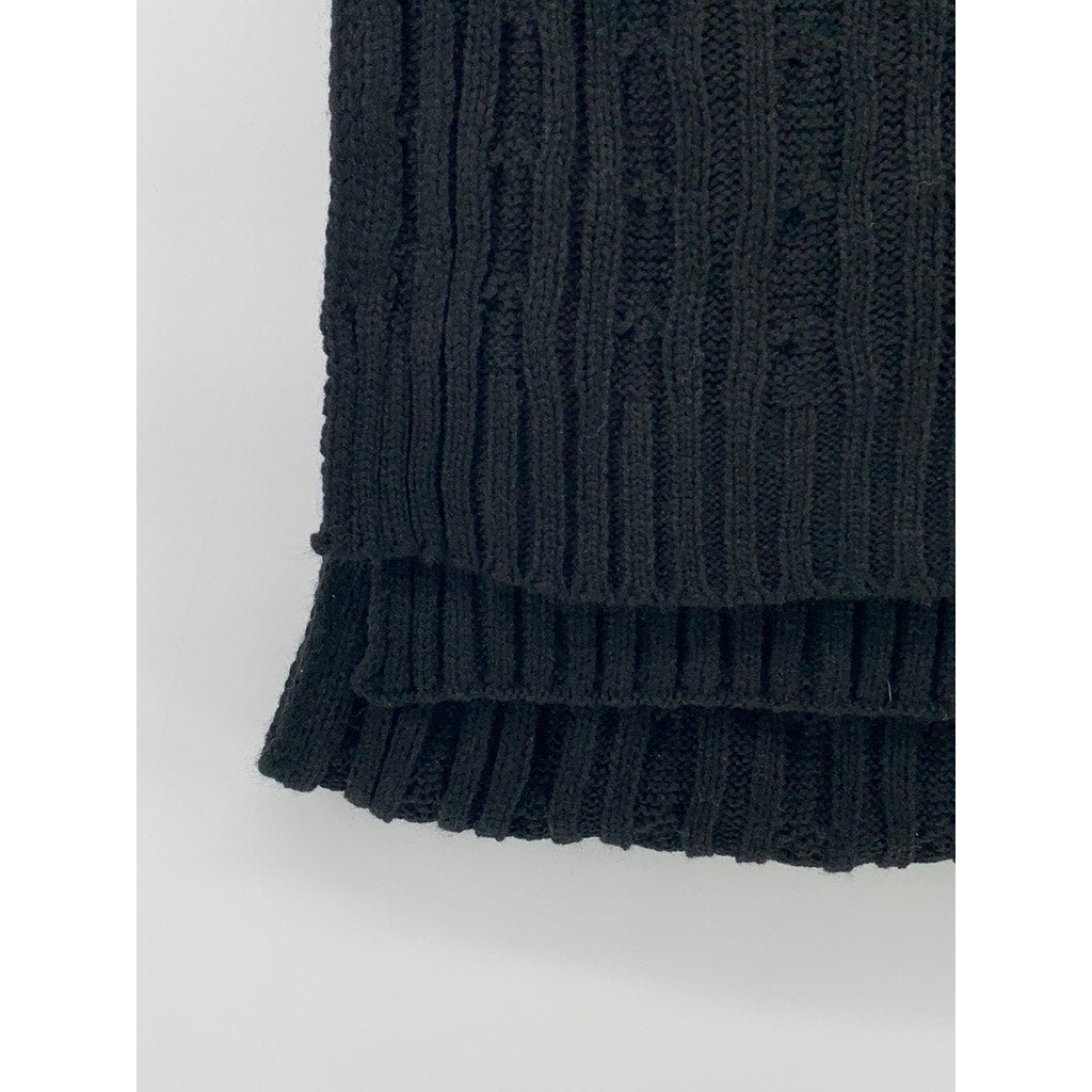 14TH & UNION Women's Black Crochet Cable Knit Scarf Shawl