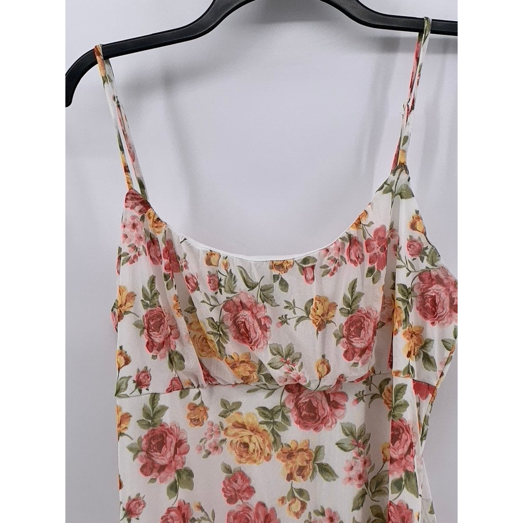 AMBIANCE Women's Plus White Floral Bodycon Midi Dress SZ 2X