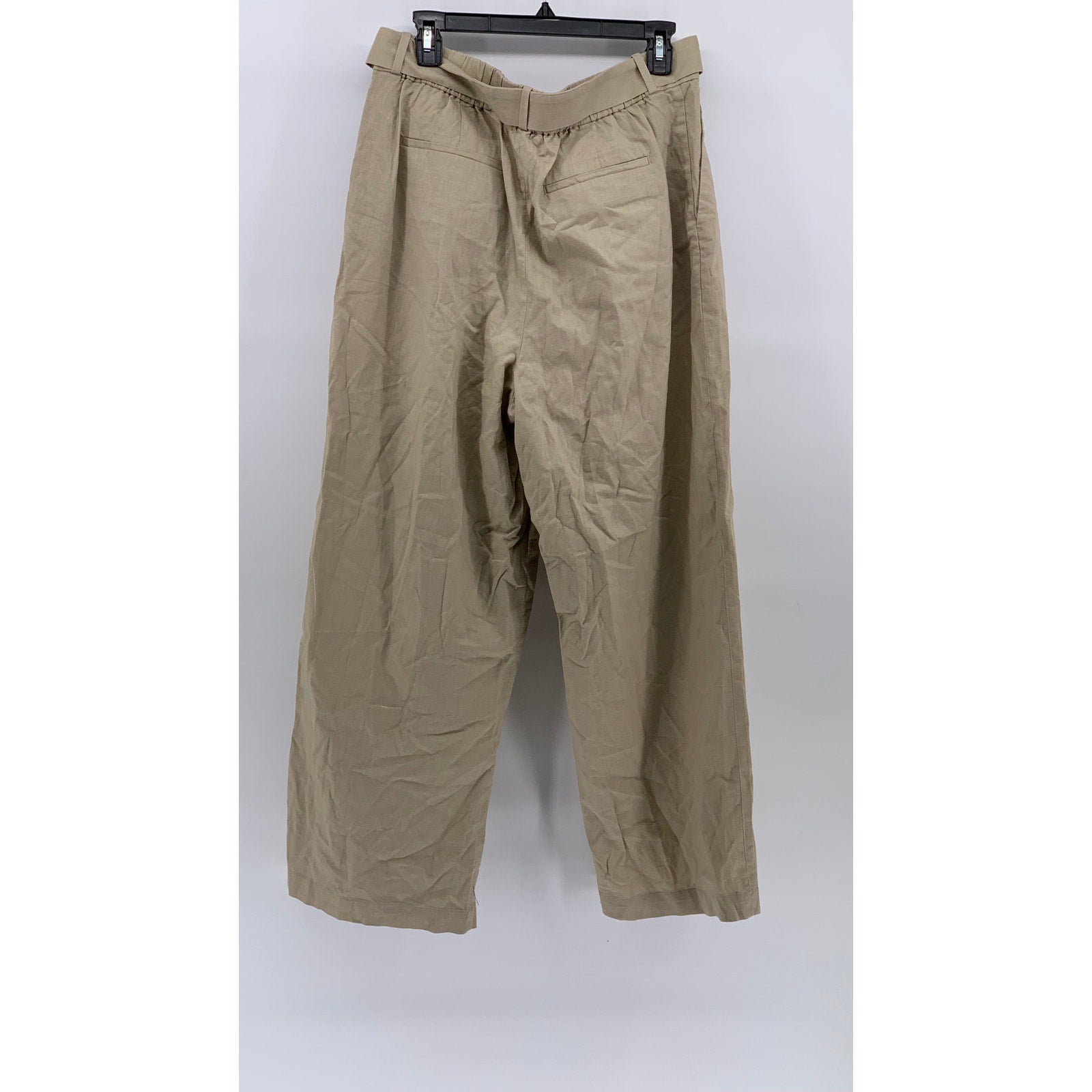 UNIQLO Women's Beige Linen Cotton Wide-Leg Belted Relaxed Fit Pant SZ XL