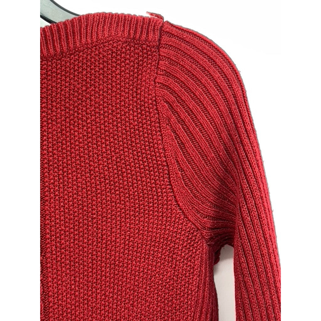 THE LIMITED Women's Red Knit Crewneck Long Sleeve Dress SZ S