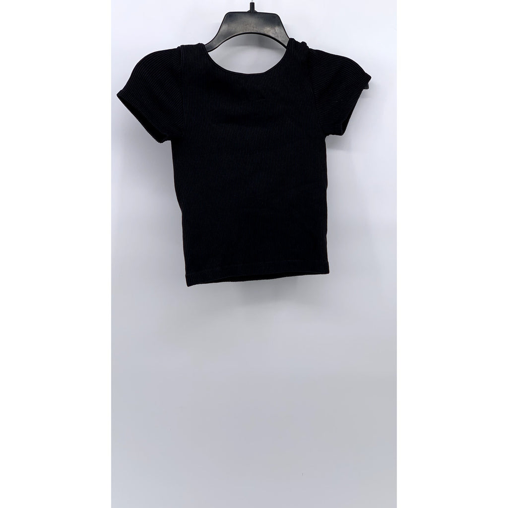 UNIQLO Women's Black Ribbed Padded Crop Top SZ XS