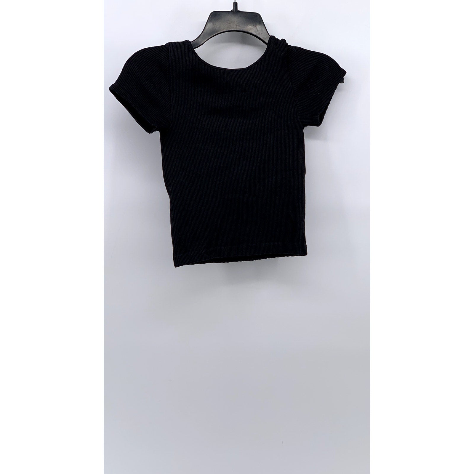 UNIQLO Women's Black Ribbed Padded Crop Top SZ XS