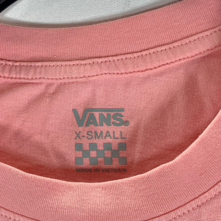 VANS Women's Salmon Pink Long Sleeve Cropped Logo T Shirt SZ XS