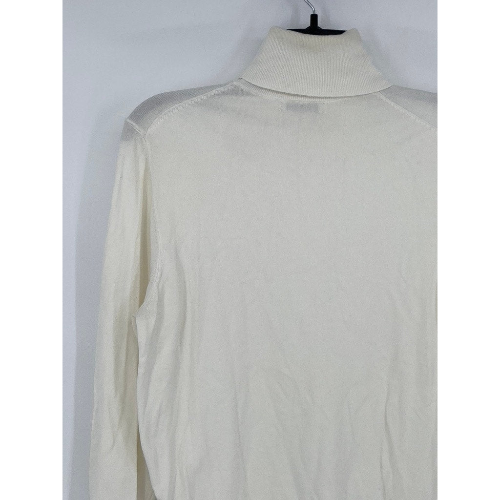 ZARA Men’s Cream Knit Long Sleeve Turtleneck Sweater SZ S