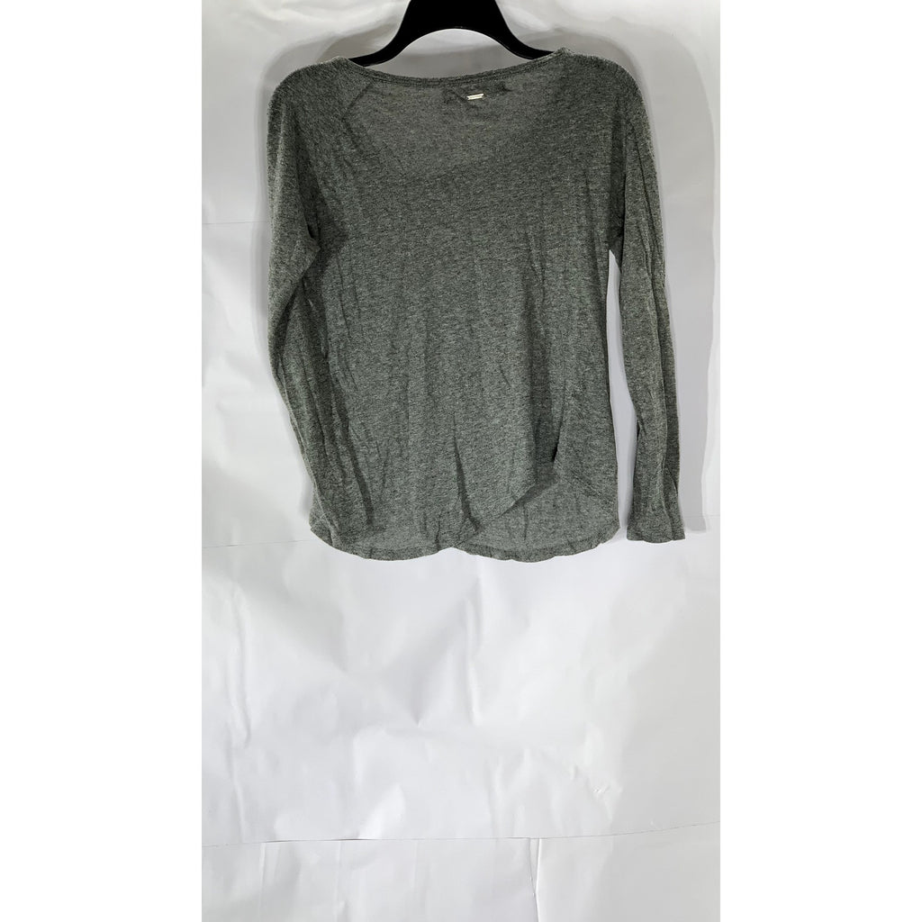 ZARA BASIC Women’s Gray Heather Scoop-Neck Long Sleeve Lightweight Top SZ M
