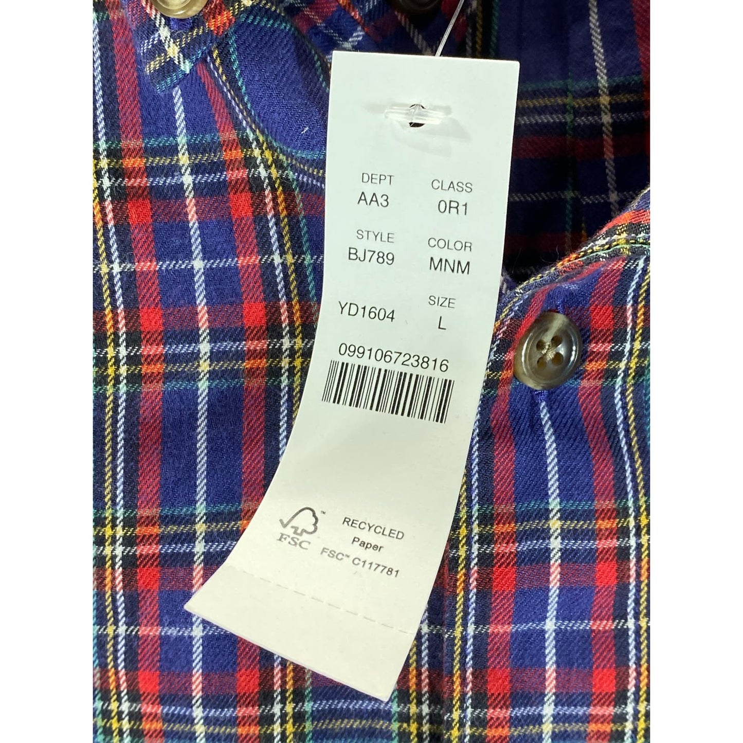 J.CREW Men's Multicolor Plaid Brushed Twill Slim-Fit Button-Up Shirt SZ L