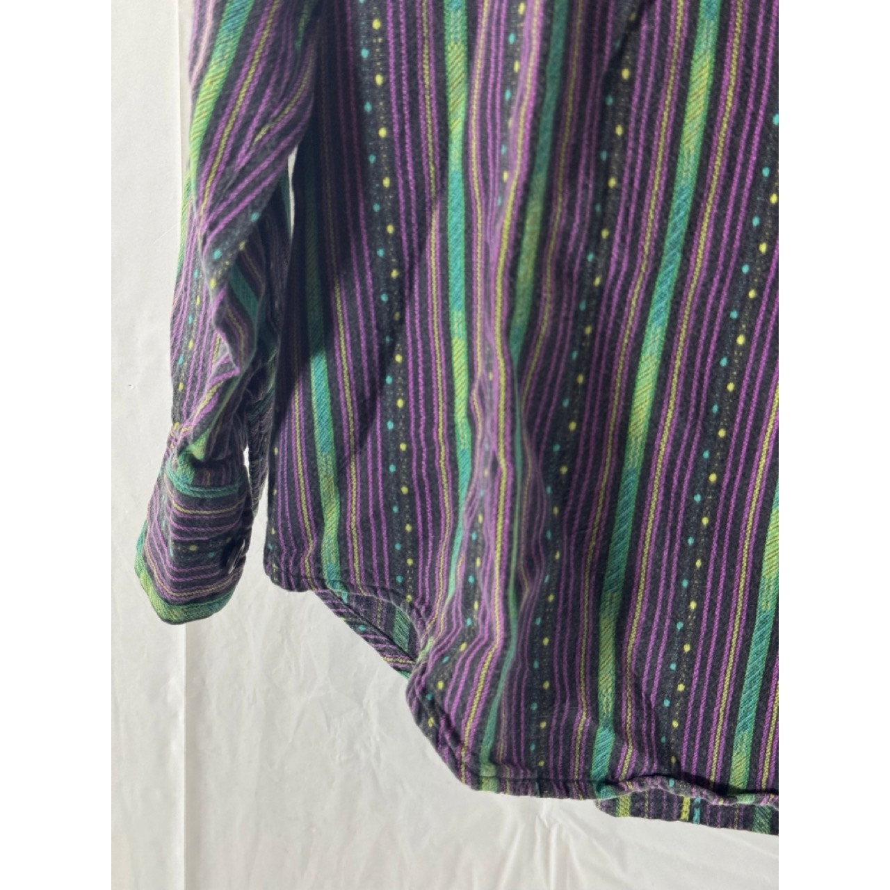 SHAH SAFARI Men's Vintage Purple/Green Printed Button-Up Long Sleeve Shirt SZ M