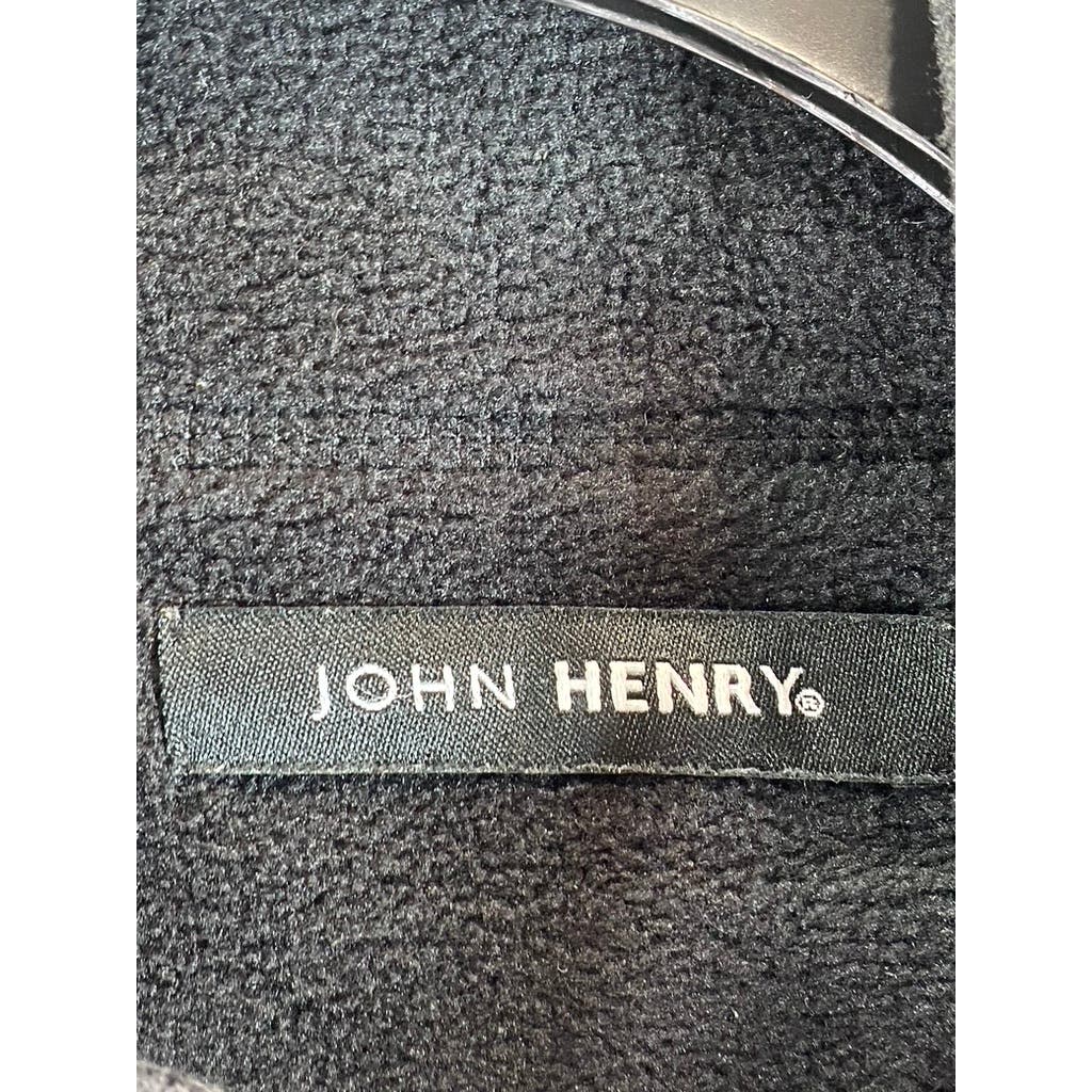JOHN HENRY Men's Solid Black Ribbed Shoulder Quarter-Zip Pullover Sweater SZ XL