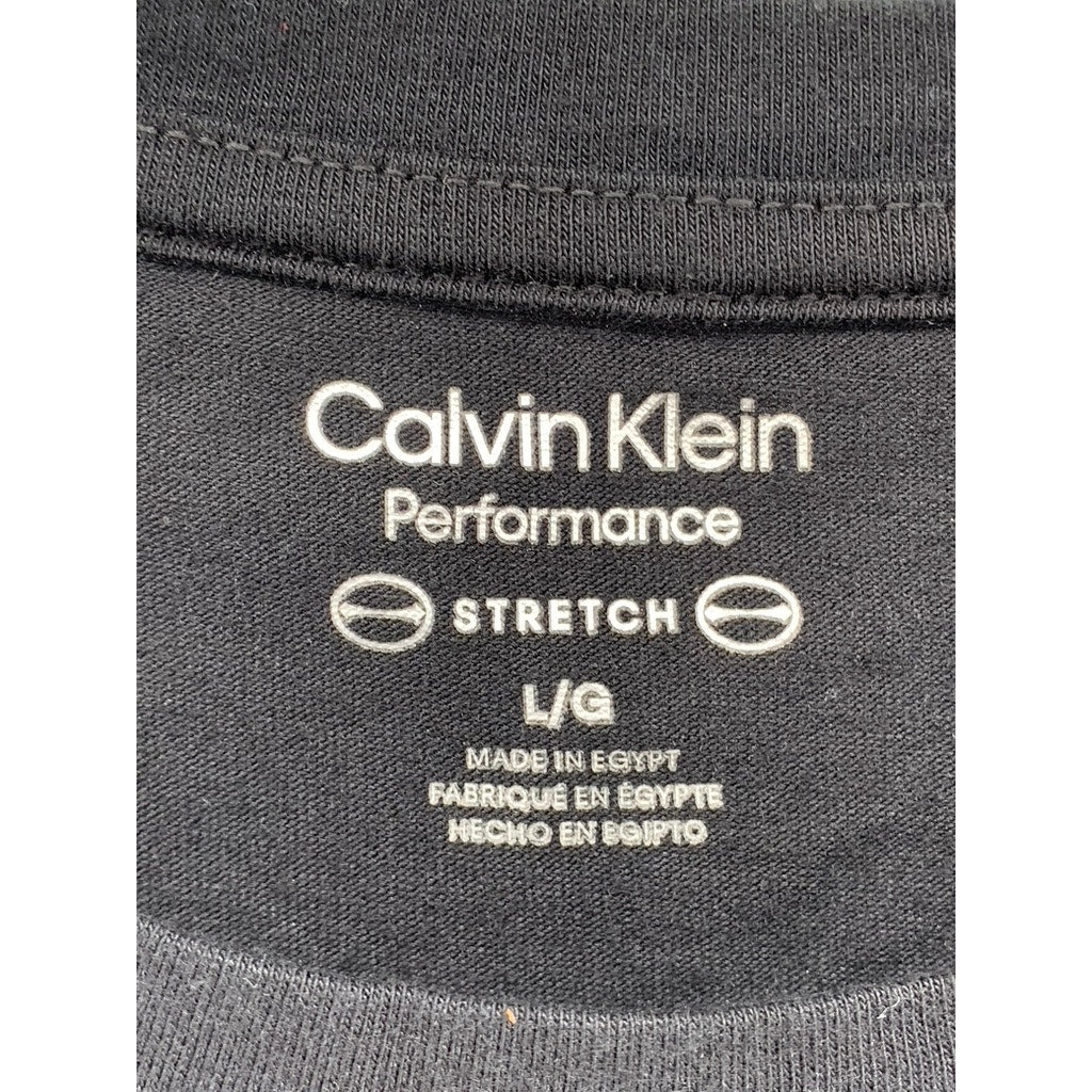 CALVIN KLEIN Women's Black Performance Stretch Short Sleeve Shirt SZ L