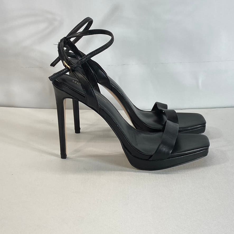 BCBGENERATION Women's Black Leather Cadence Ankle-Strap Platform Sandals SZ 10