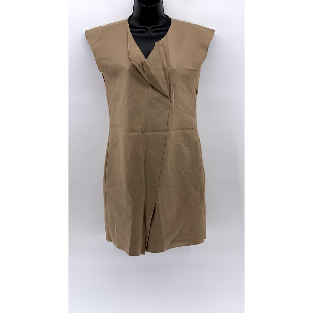 BALLY Women's Tan Pleated Short Sleeve Dress SZ US4