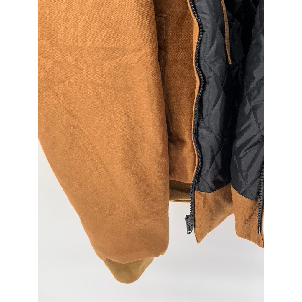ASW Men's Tall Tan Sheet Metal Circle Patch Hooded Zip-Up Jacket SZ 3XL-T