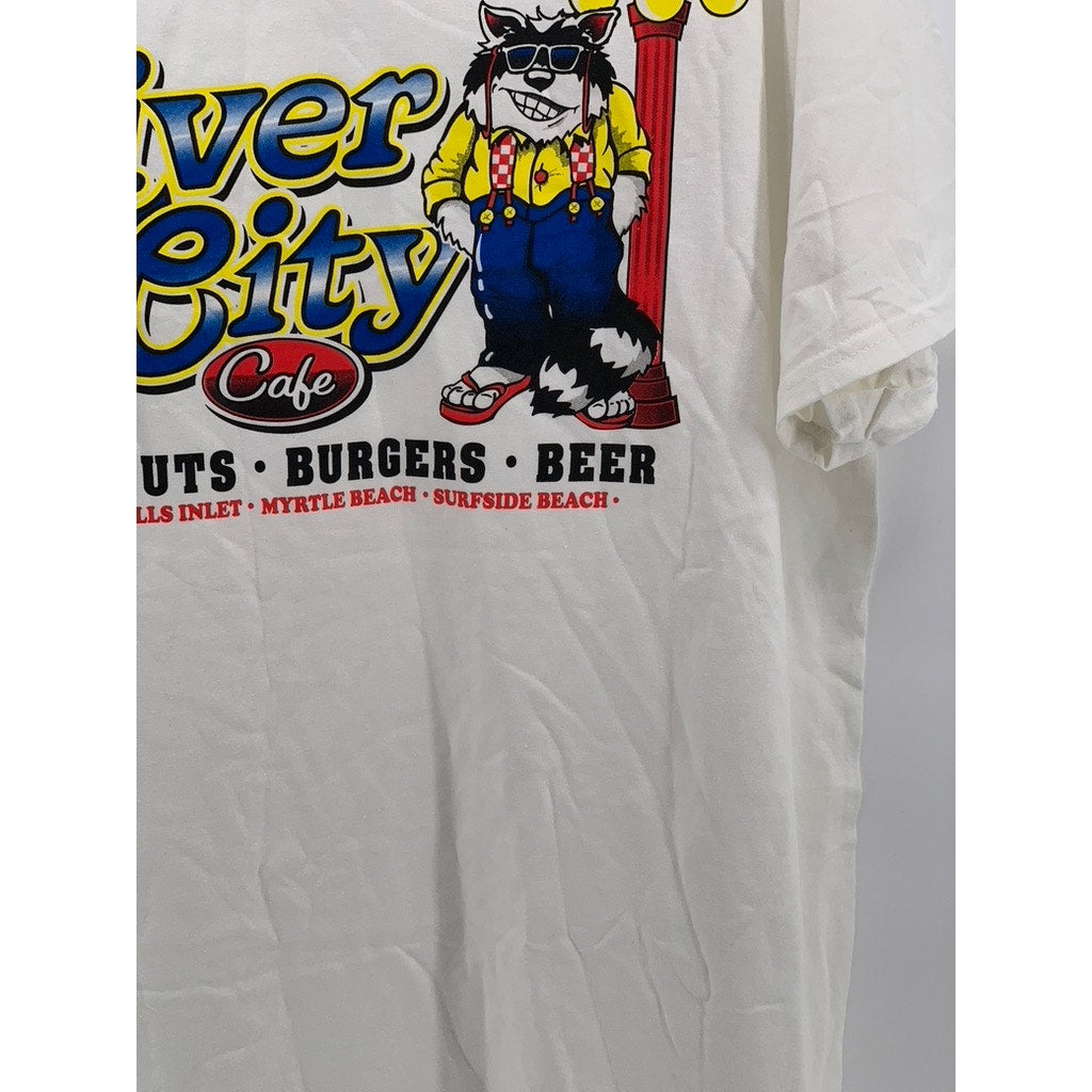 GILDAN Men's White Graphic Crewneck Short Sleeve T-Shirt SZ XL