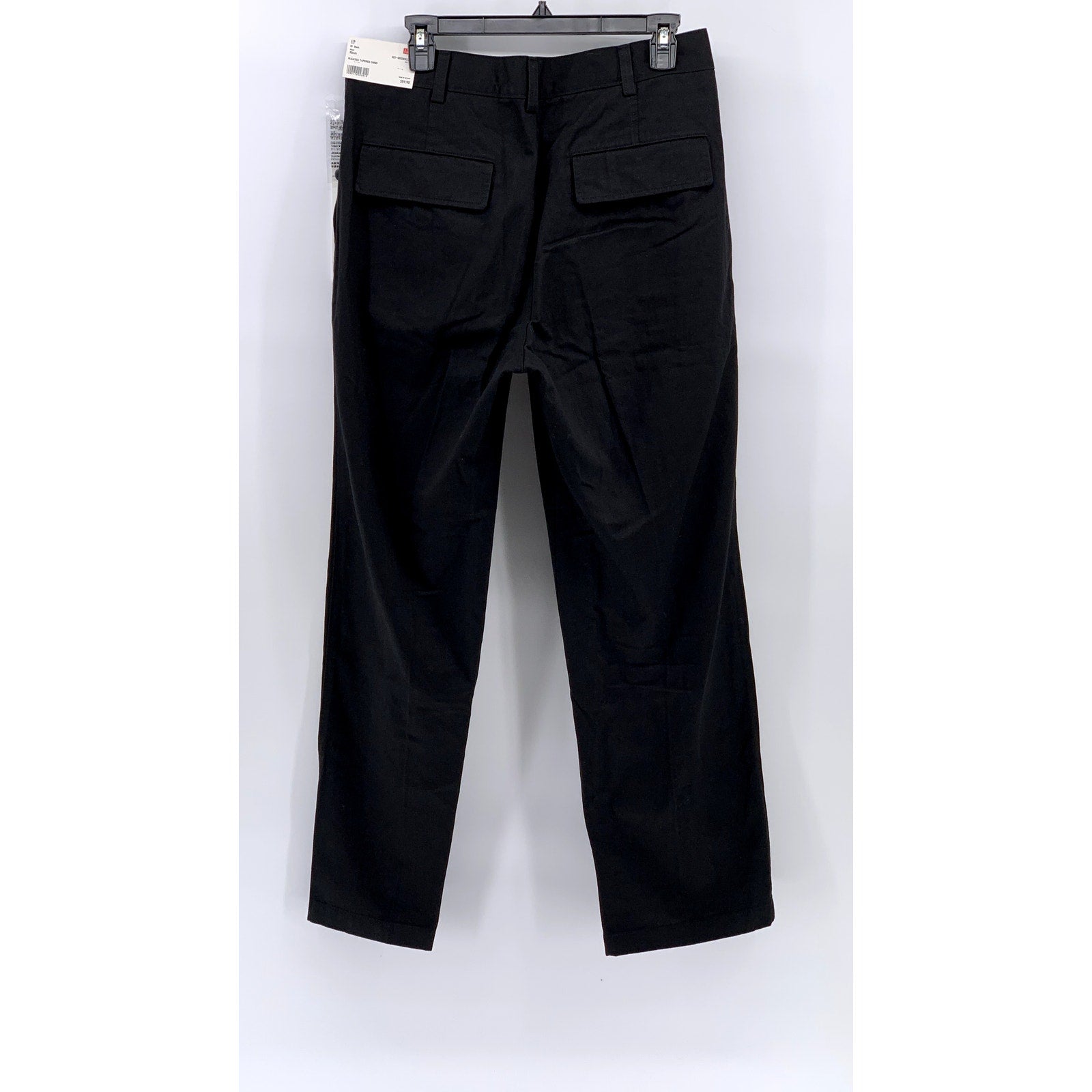 UNIQLO Men's Black Pleated Tapered Chino Pants SZ 32