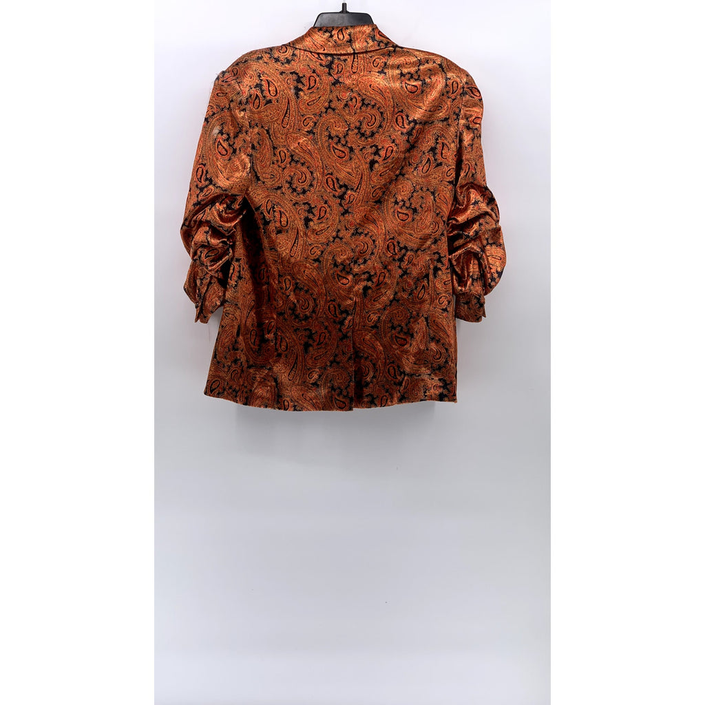 CINQ A SEPT Women's Orange Paisley Print One-Button Notch Collar Blazer SZ 10