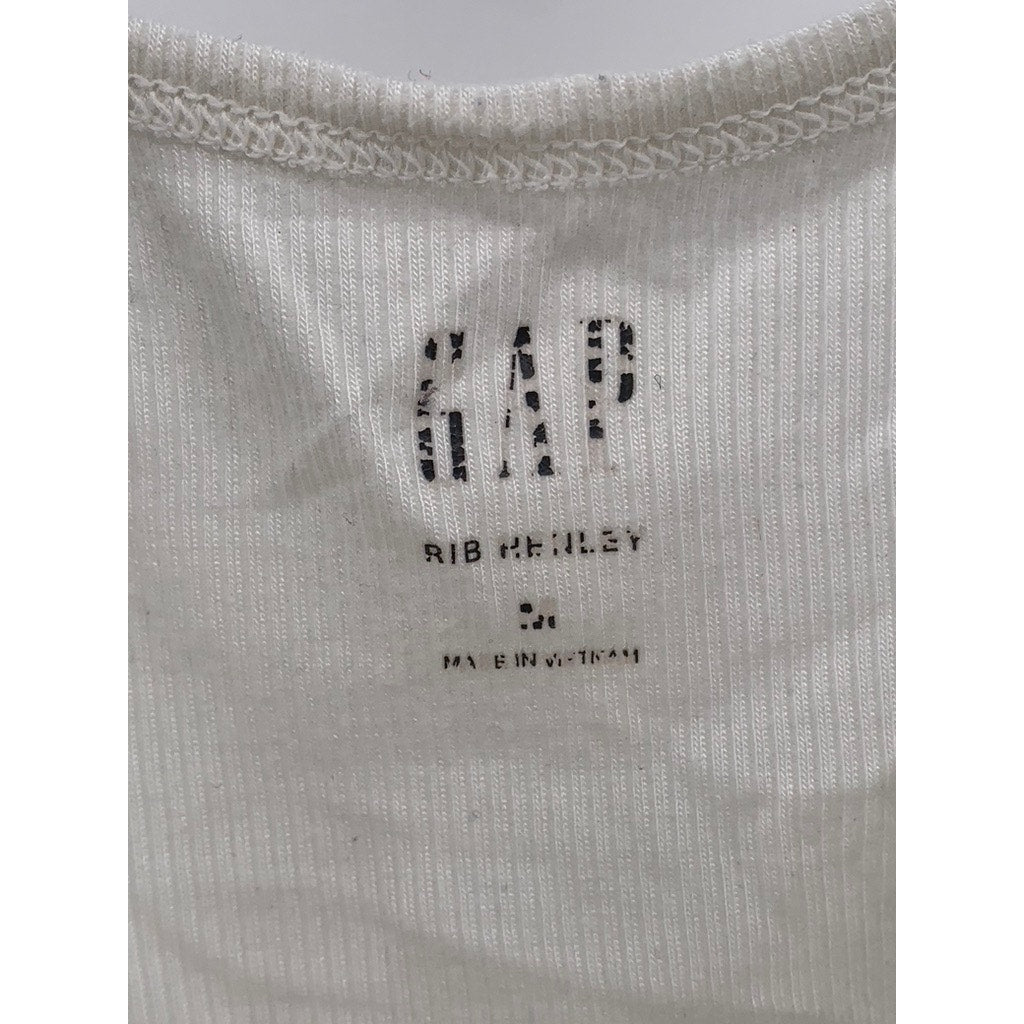 GAP Women’s White Rib Sleeveless Casual Henley Top SZ M