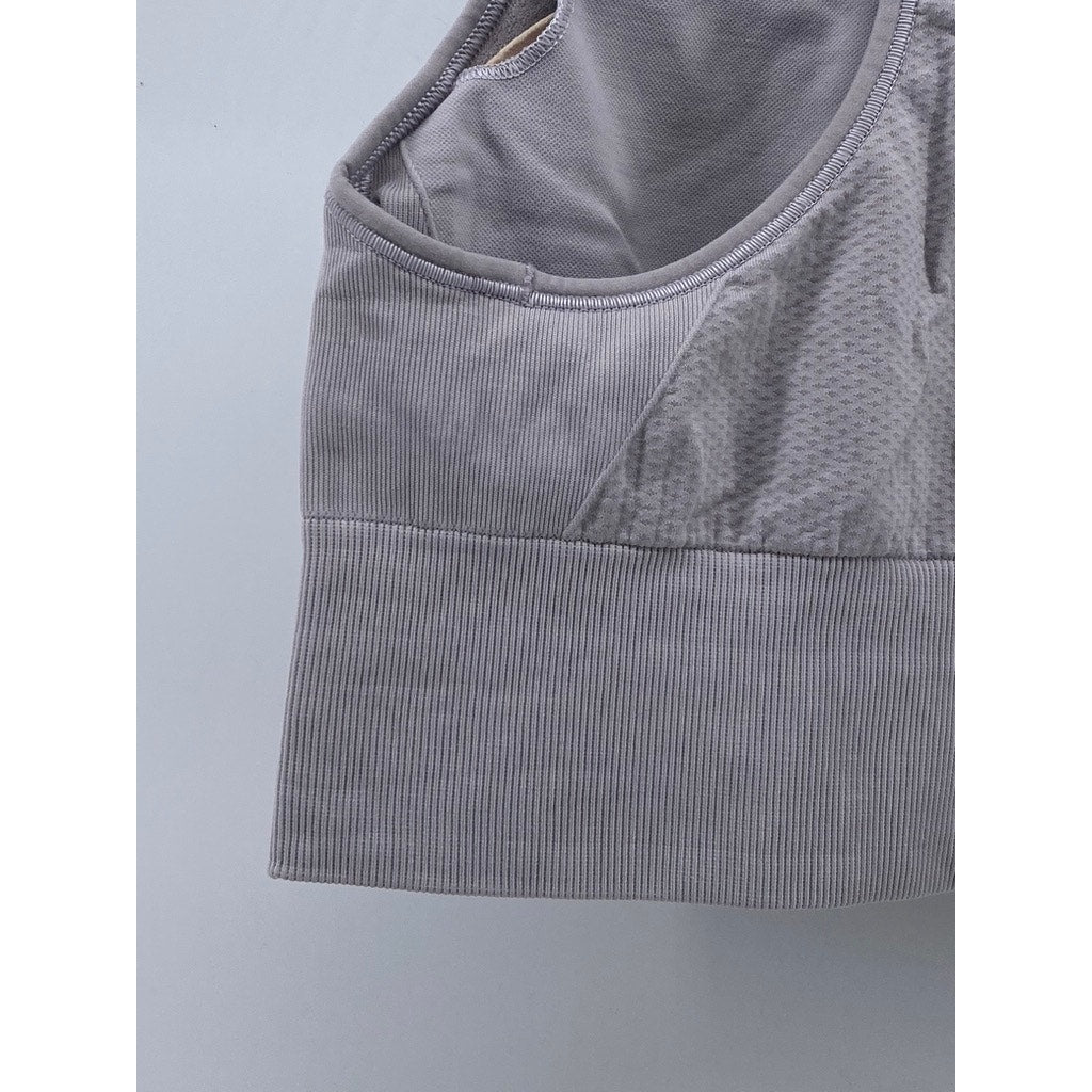 LULULEMON Women's Light Gray Crewneck Racerback Pullover Padded Sports Bra SZ XS