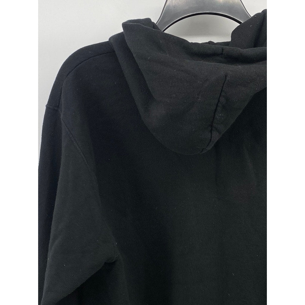 CHAMPION Men's Black Graphic Zip-Up Hooded Long Sleeve Sweater SZ M