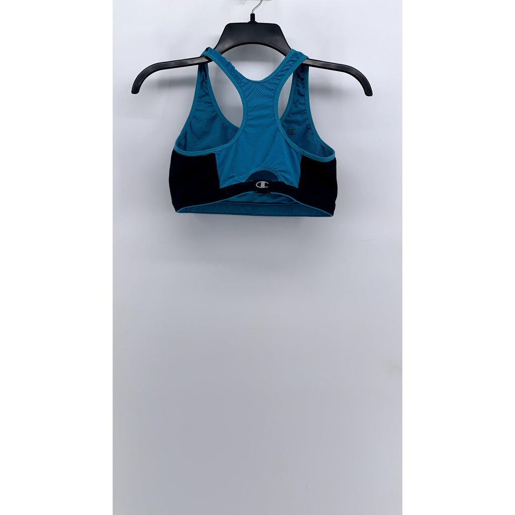 CHAMPION Women's Blue-Black Reversible Racer-Back Sports Bra SZ S
