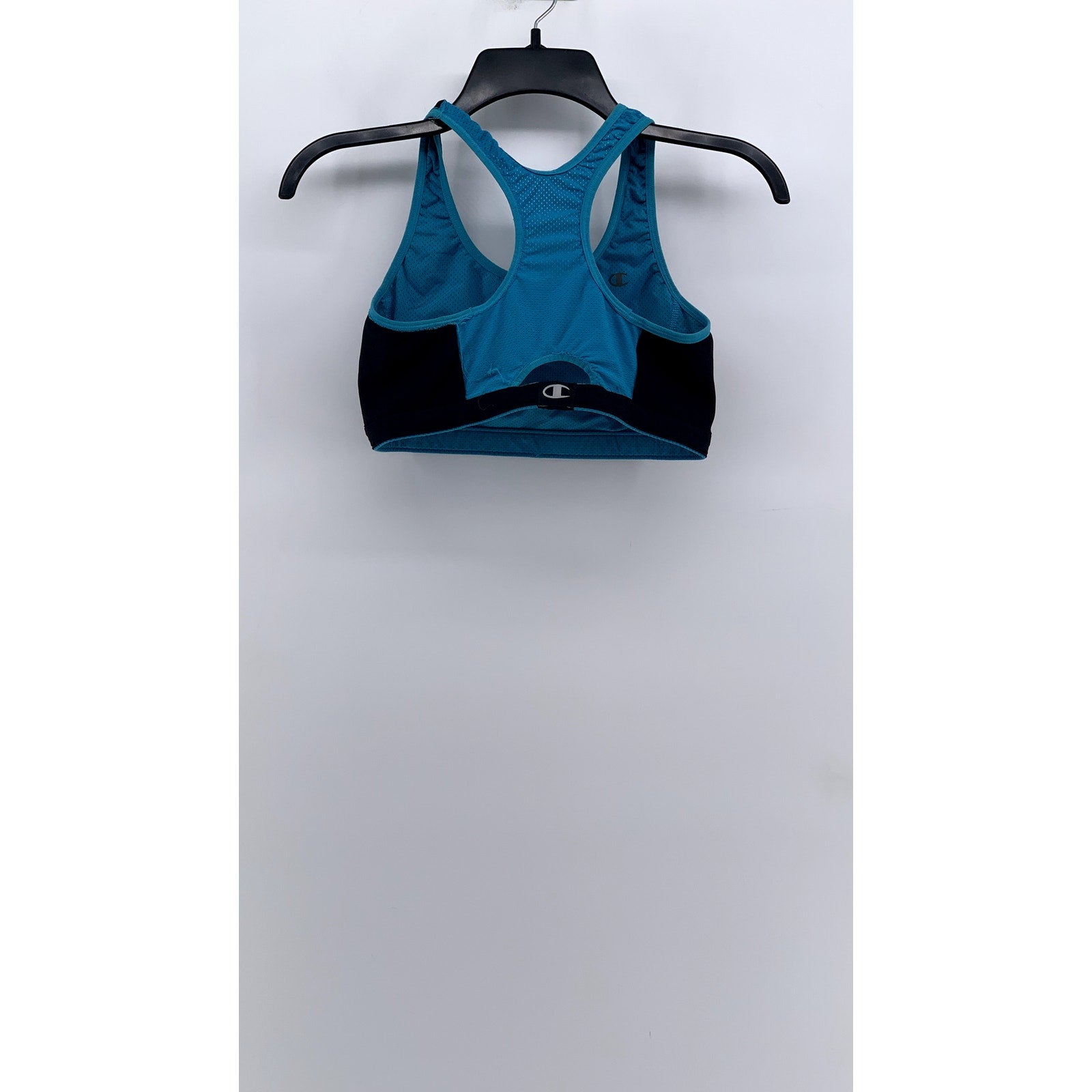 CHAMPION Women's Blue-Black Reversible Racer-Back Sports Bra SZ S