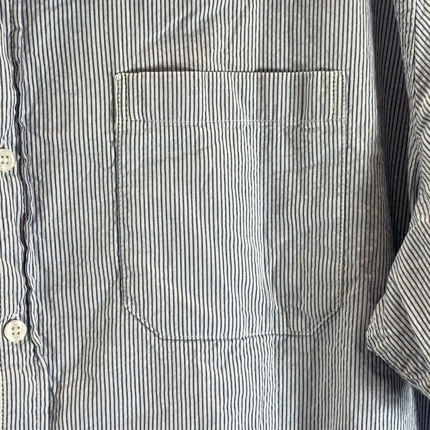 L.L BEAN Men's Blue Striped Tall Organic Cotton Slightly Fitted Shirt SZ 2XLT