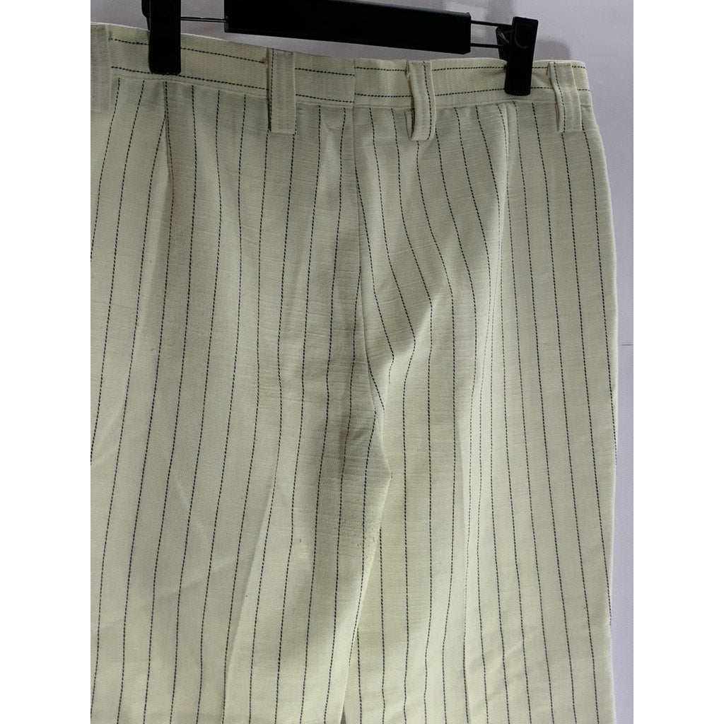 FACIS VENTANNI Women's Vintage Cream Pinstripe Straight-Leg Pant SZ M