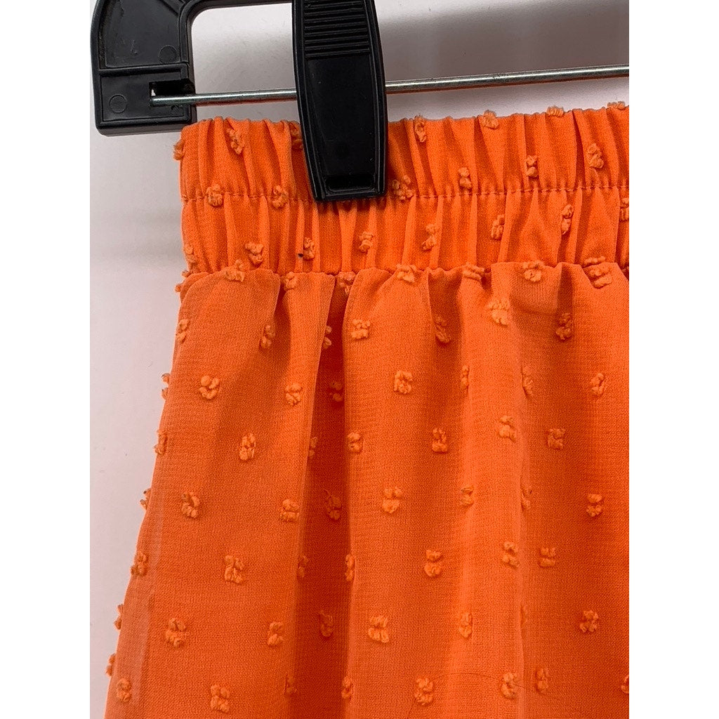 UNBRANDED Women's Orange Chiffon Ruched Hem Fit & Flare Coquette Skirt SZ S