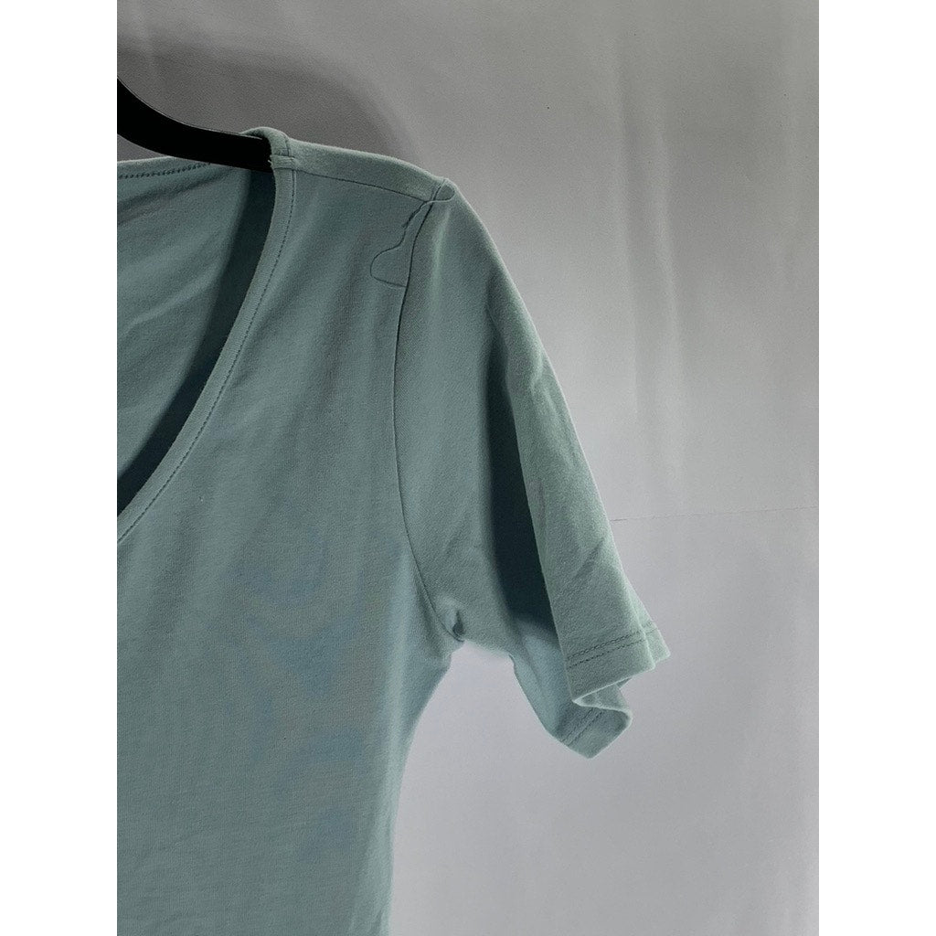 REFORMATION Women's Light Blue V-Neck Short Sleeve Knit Mini Dress SZ S