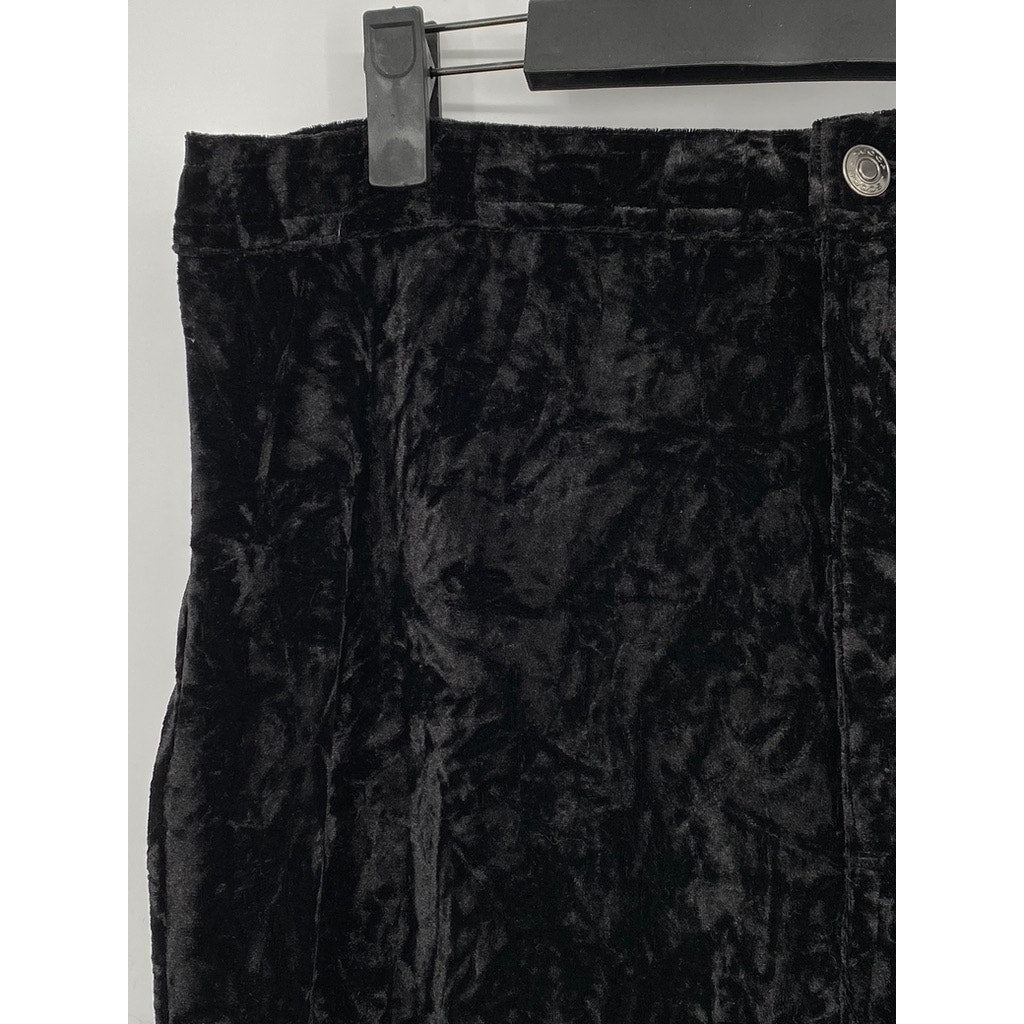 SCOOP Women’s Black Crushed Velvet Super High-Rise Skinny Pant SZ 14
