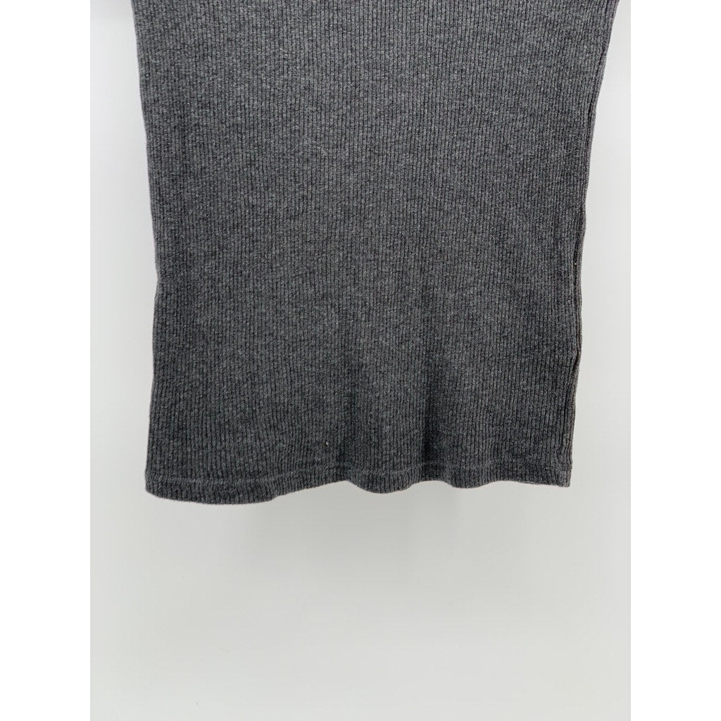 UNIQLO Women's Charcoal Gray Ribbed Crewneck Short Sleeve Casual T-Shirt SZ XS