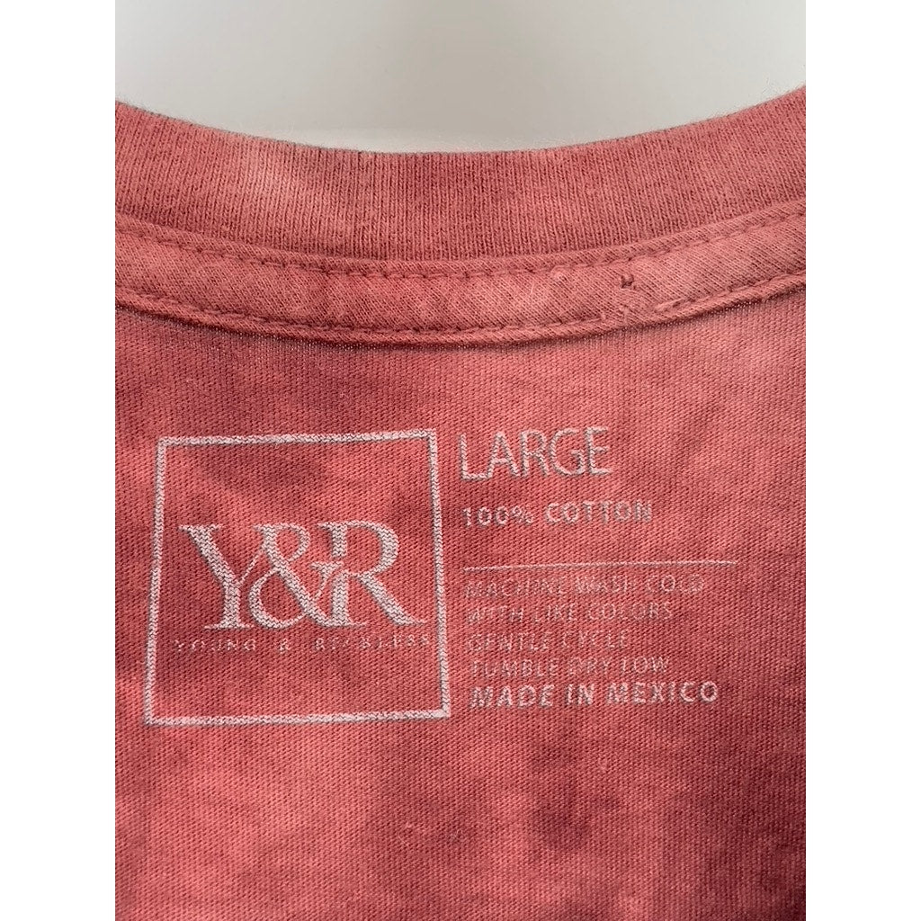 YOUNG & RECKLESS Men's Red Tie-Dye Crewneck Cut-Off Sleeveless Shirt SZ L
