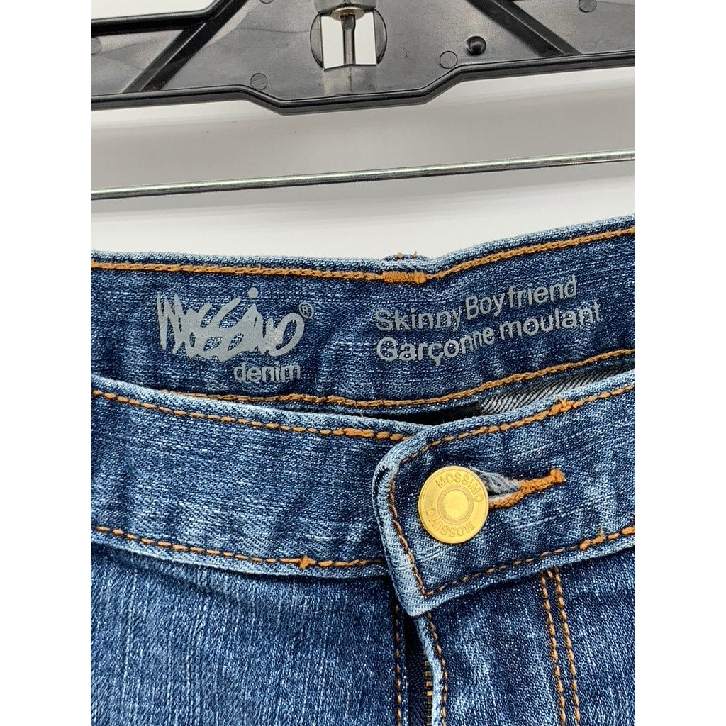 MOSSIMO Women's Dark Blue Denim Distressed Skinny Boyfriend Jeans SZ 6