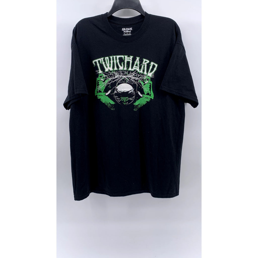 GILDAN Men's Black-Green Twighard Graphic Crewneck Short Sleeve T-Shirt SZ XL