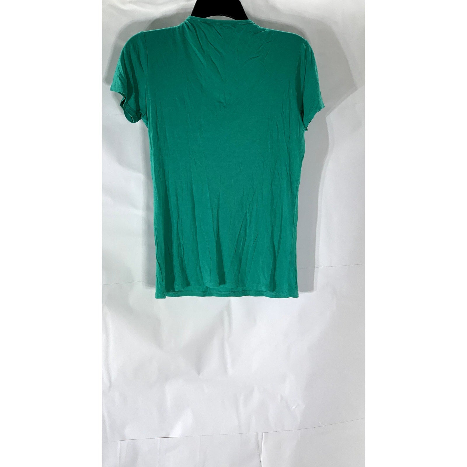 ROBERTO CAVALLI Women's Green Rhinestone Scoop-Neck Short Sleeve Top SZ S