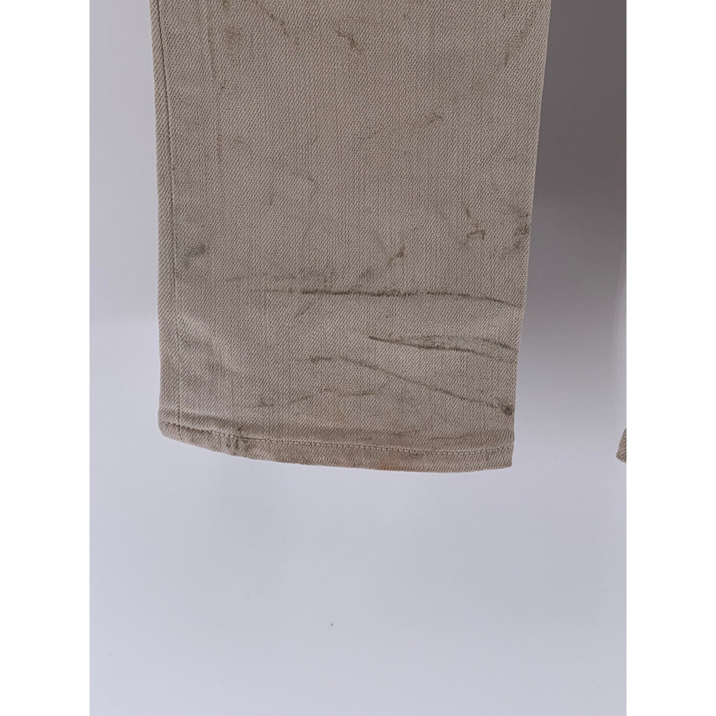 UNBRANDED Men's Beige Distressed Button-Fly Skinny-Leg Regular-Fit Pant SZ 29