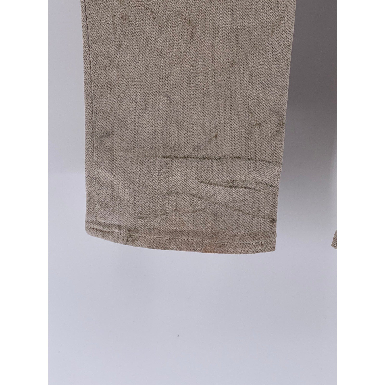 UNBRANDED Men's Beige Distressed Button-Fly Skinny-Leg Regular-Fit Pant SZ 29