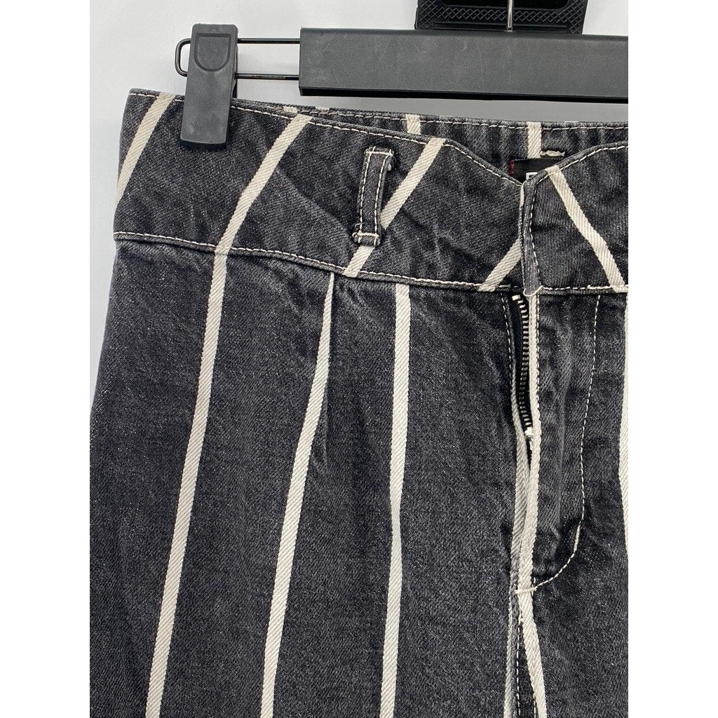 BDG By URBAN OUTFITTERS Women's Black-White Striped Denim Wide Leg Jeans SZ 26