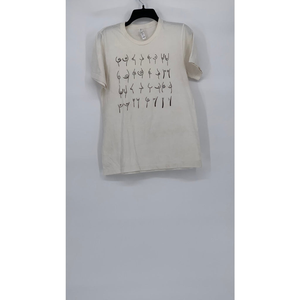 BELLA + CANVAS Women’s White Crewneck Breast Graphic Short Sleeve Top SZ M