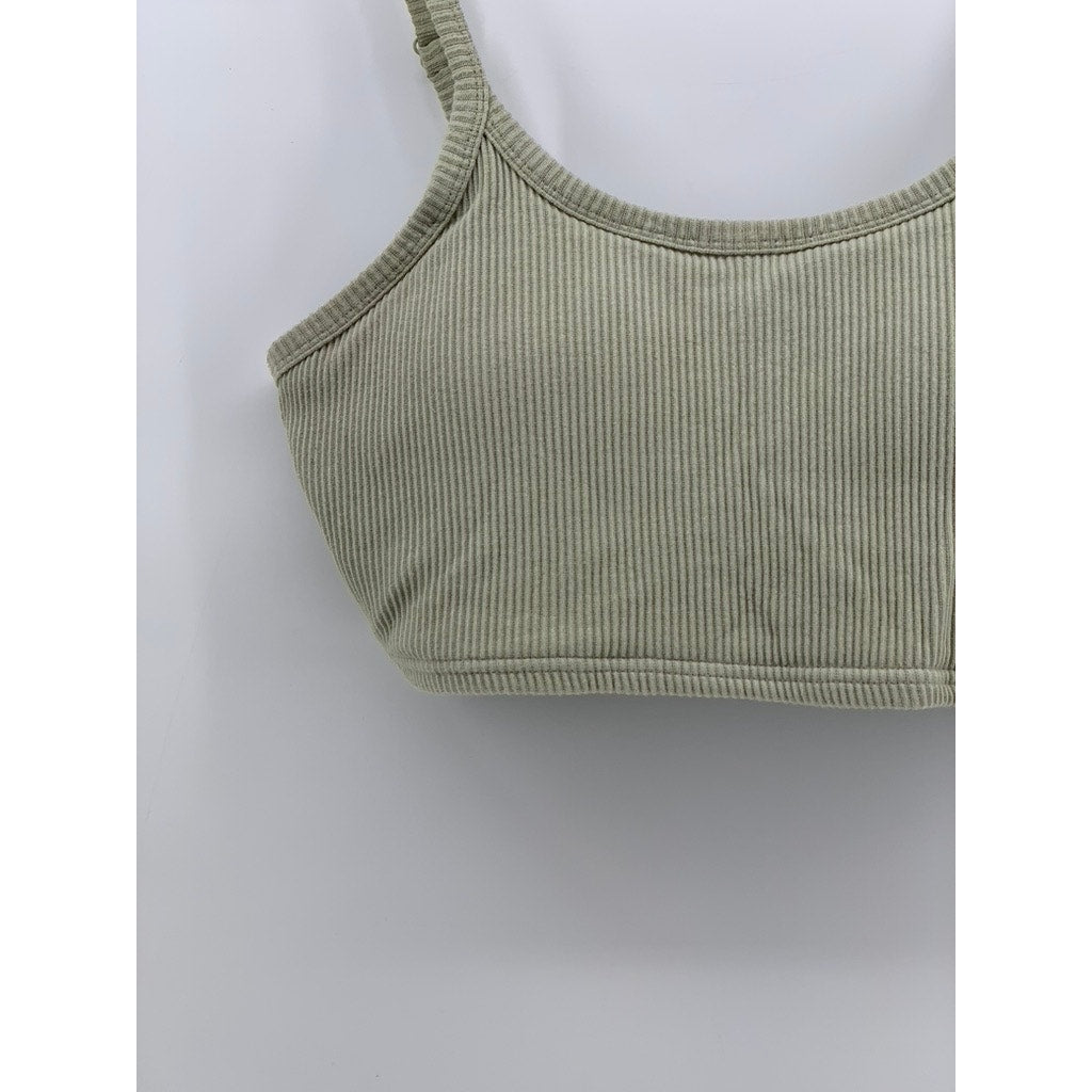 KLASSY NETWORK Women's Green Ribbed Sports Bra SZ 2XL