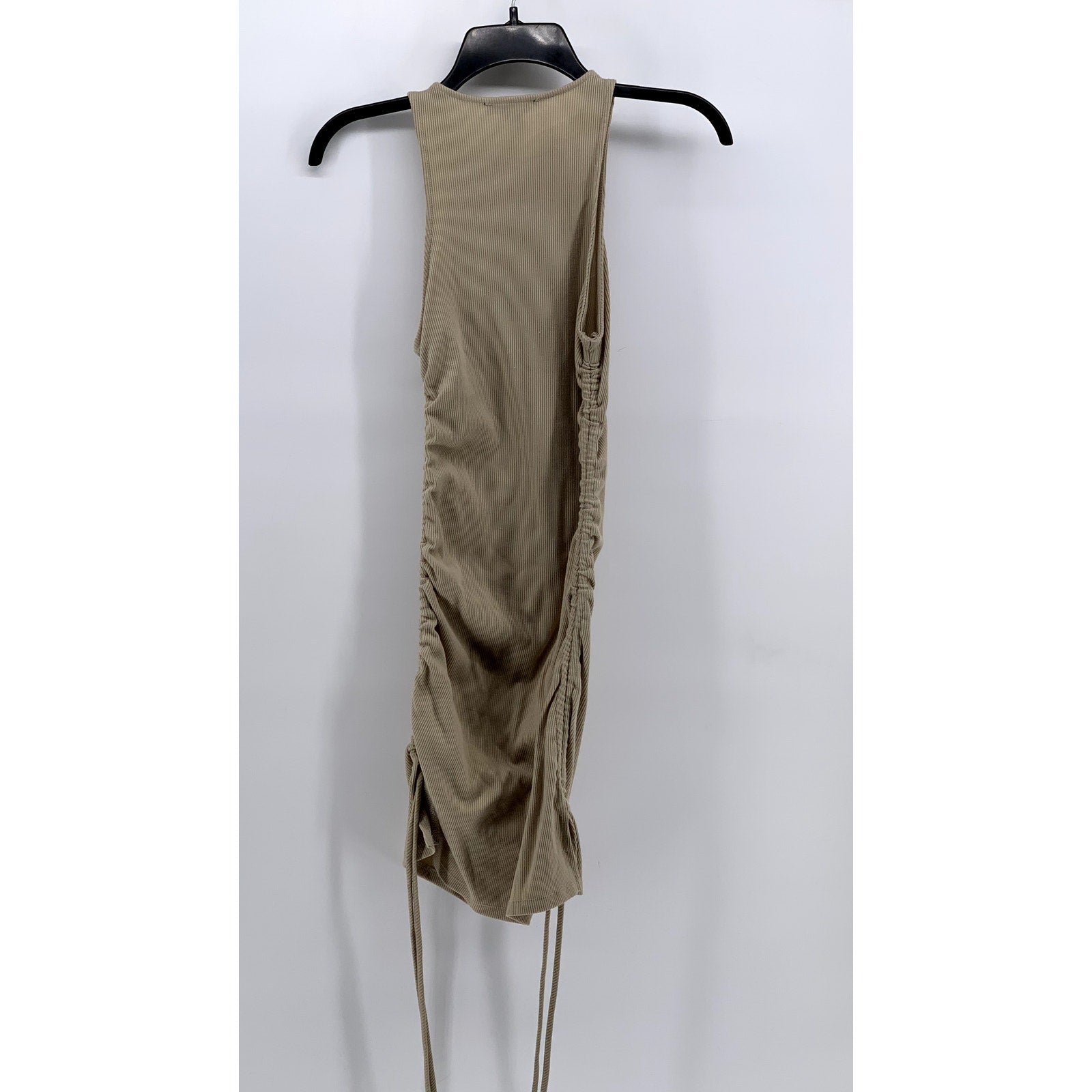 FOREVER 21 Women's Tan CrewNeck Side-Ruched Bodycon Tank Dress SZ S