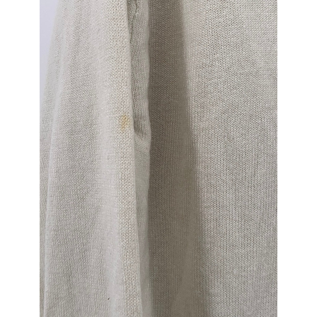 UNBRANDED Men's Off-White V-Neck Knit Long Sleeve Pullover Sweater SZ L