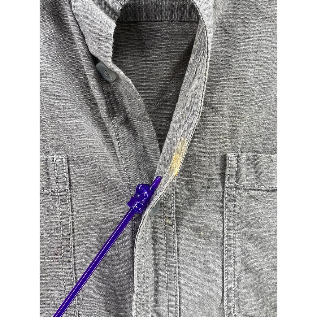 DULUTH TRADING CO Men's Gray Regular-Fit Short Sleeve Button-Up Shirt SZ L