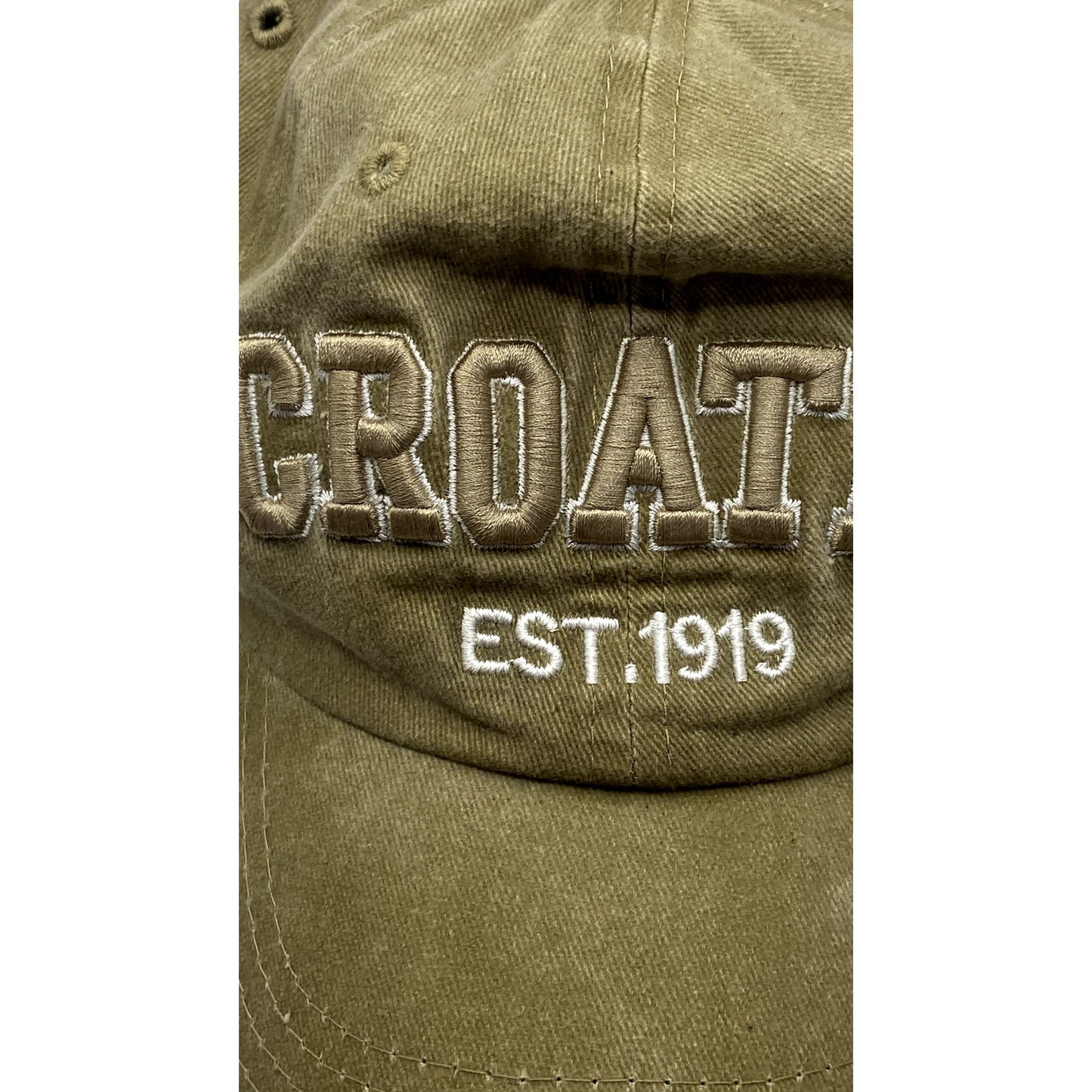 AQUA DI MARE Men's Tan Croatia Embroidered Adjustable Baseball Cap SZ OS