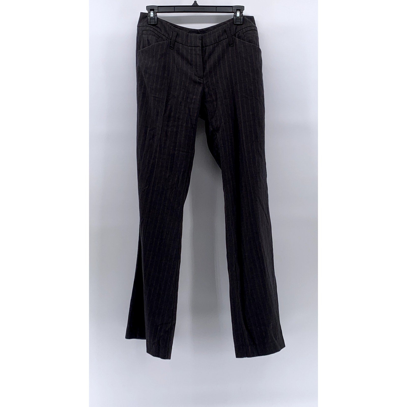 NEW YORK & COMPANY Women's Charcoal Gray Stretch Striped Wide-Leg Pants SZ 4