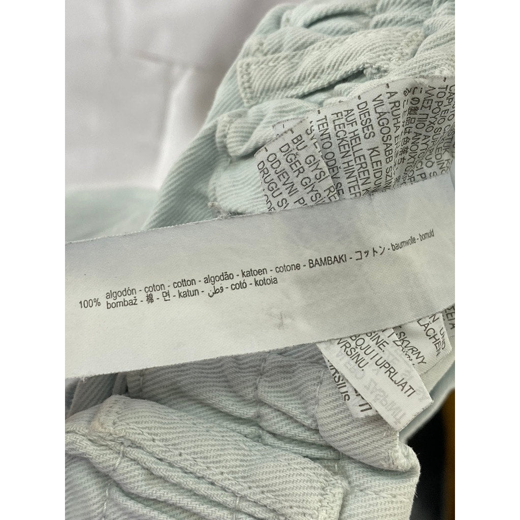 ZARA Girls' Light Blue Denim Button-Front Paperbag Shorts SZ 9