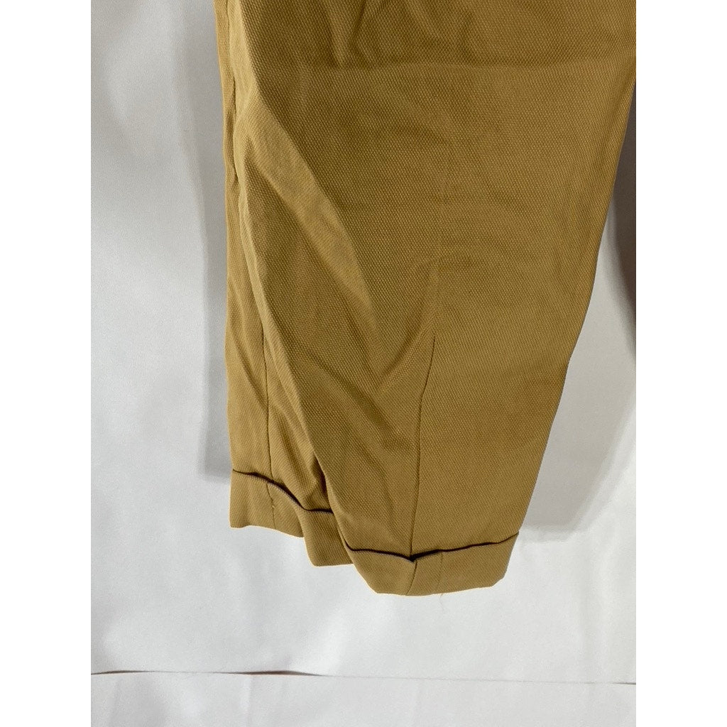 ZARA Women's Tan Cuffed Cropped Trousers SZ XS