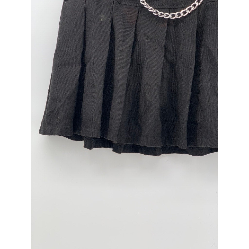 ROYAL BONES Women's Black Tripp Chain Pleated Grunge Mini Skirt SZ M
