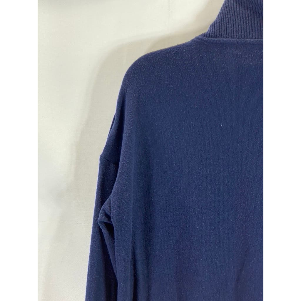 MICHAEL STARS Women's Navy Turtleneck Button-Shoulder Long Sleeve Sweater SZ XS