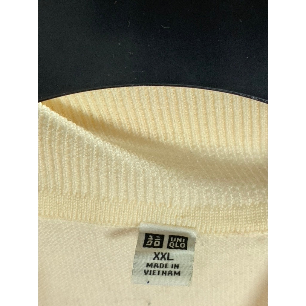 UNIQLO Men's Beige Wool Knit Long Sleeve Pullover Turtleneck Sweater SZ 2XL
